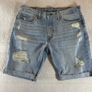 LEVI'S 511 Slim Fit Cut Off Distressed Jeans Denim Bermuda Shorts Men Size 36‎